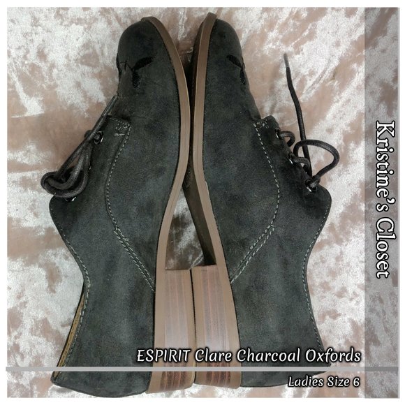 ESPIRIT Clara Charcoal Oxfords - Ladies Size 6 - Picture 6 of 10